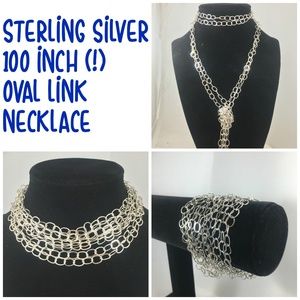 Sterling Silver 100-inch Oval Link Necklace